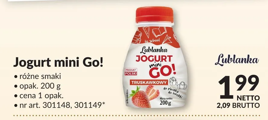 Jogurt mini Go! Lublanka różne smaki promocja w Makro