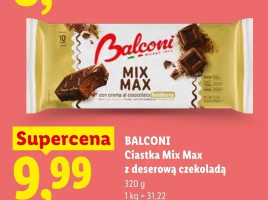 Ciastka Balconi Mix Max z deserową czekoladą promocja w Lidl