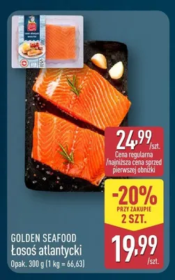 Łosoś atlantycki opak. 300 g (1 kg = 66,63) promocja w Aldi