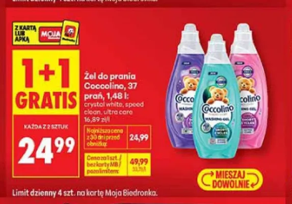 Żel do prania Coccolino Crystal White promocja w Biedronka