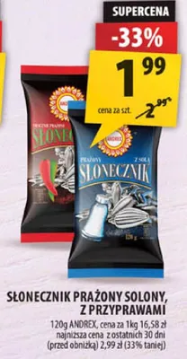Słonecznik prażony solony z przyprawami Andrex promocja w Arhelan