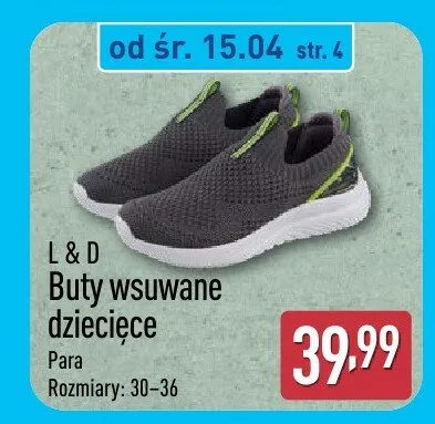 Buty wsuwane dziecięce promocja w Aldi