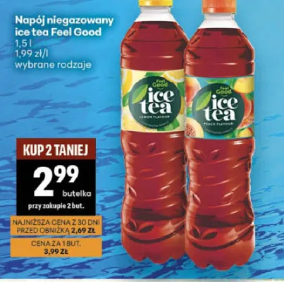 Napój niegazowany ice tea Feel Good Peach promocja w Delikatesy Centrum