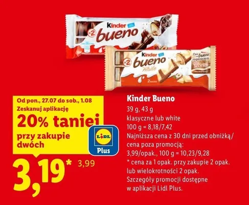 Baton Kinder Bueno klasyczne promocja w Lidl