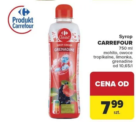Syrop Carrefour grenadine mohito, owoce tropikalne, limonka, grenadine promocja w Carrefour