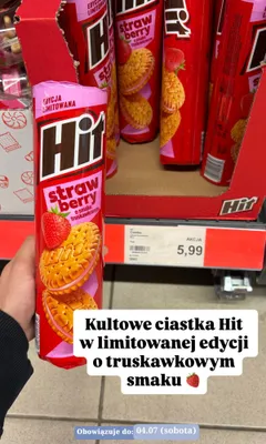 Ciastka Hit Strawberry o smaku truskawkowym promocja w Aldi