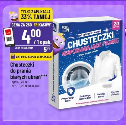 Chusteczki do prania białych ubrań You&Home promocja w POLOmarket