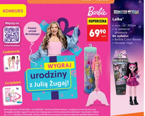 Lalka Monster High wys. ok. 30cm w zestawie akcesoria promocja w Biedronka