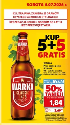 Piwo Warka Classic promocja w Kaufland