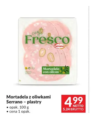 Mortadela z oliwkami Serrano plastry promocja w Makro