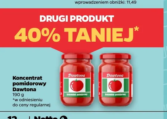 Koncentrat pomidorowy Dawtona promocja w Netto