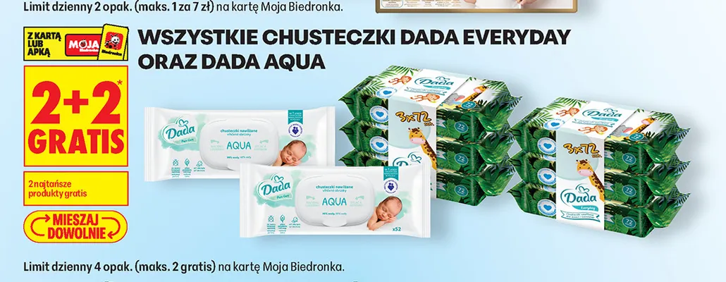 Chusteczki Dada Everyday oraz Dada Aqua promocja w Biedronka