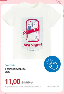 T-shirt dziewczęcy biały Cool Club promocja w Smyk