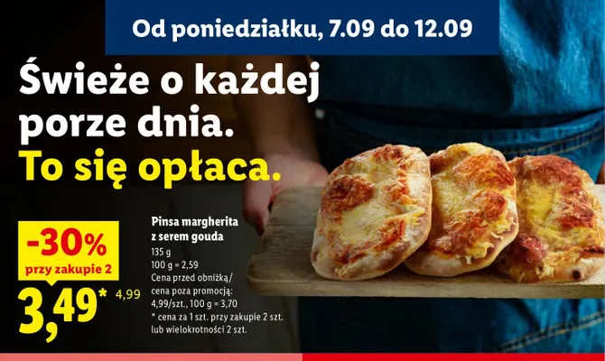 Pinsa margherita z serem gouda promocja w Lidl