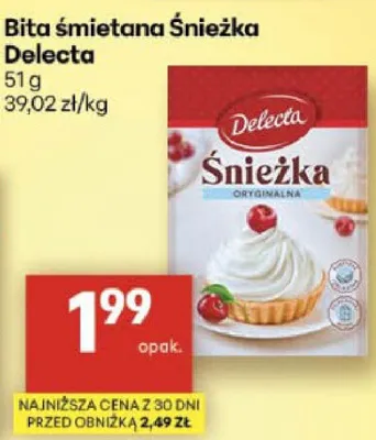 Bita śmietana Śnieżka Delecta promocja w Delikatesy Centrum