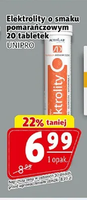 Elektrolity o smaku pomarańczowym Unipro promocja w Prim Market