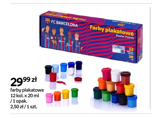 Farby plakatowe FC Barcelona 12 kolorów x 20 ml promocja w Empik