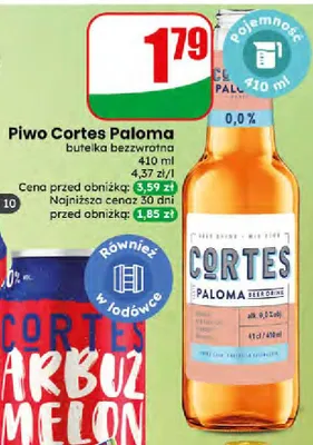 Piwo Cortes Paloma butelka bezwrotna promocja w Dino