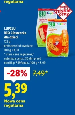 Ciasteczka dla dzieci Bio owsiane promocja w Lidl
