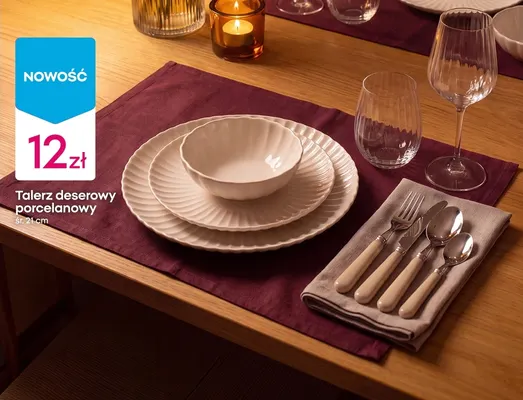Talerz deserowy porcelanowy śr. 21 cm Pepco promocja w Pepco