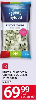 Krewetki surowe durane z ogonkiem myfood 16-20 800 g promocja w Selgros