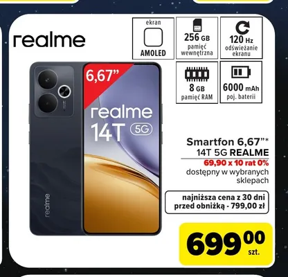 Smartfon 6,67" 14T 5 g Realme promocja w Carrefour