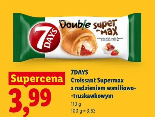 Croissant Supermax z nadzieniem waniliowo-truskawkowym 7Days promocja w Lidl