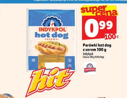 Parówki hot dog z serem Indykpol promocja w TOPAZ