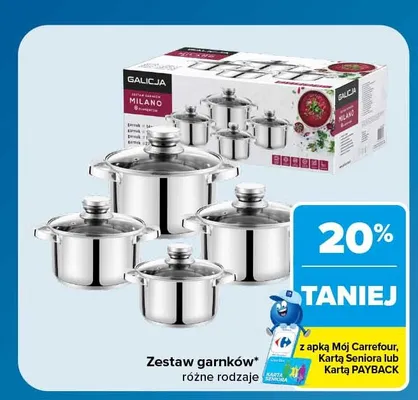 Zestaw garnków Galicja Milano promocja w Carrefour