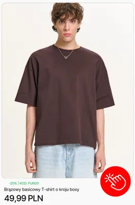 Brązowy basicowy T-shirt o kroju boxy Cropp promocja w Cropp