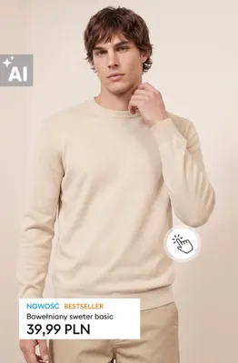 Bawełniany sweter basic promocja w Sinsay