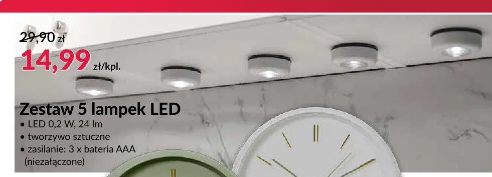 Zestaw 5 lampek LED promocja w Salony Agata