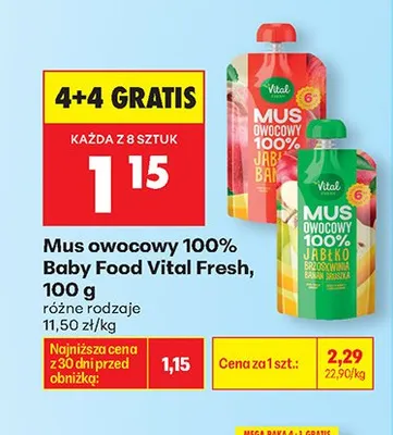 Mus owocowy 100% Baby Food Vital Fresh promocja w Biedronka