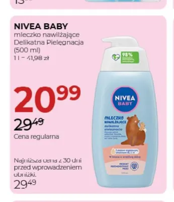 Mleczko nawilżające Delikatna Pielęgnacja Nivea Baby promocja w Drogerie Jawa