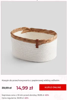 Koszyk do przechowywania z papierowej wikliny Wilhelm home&you promocja w home&you