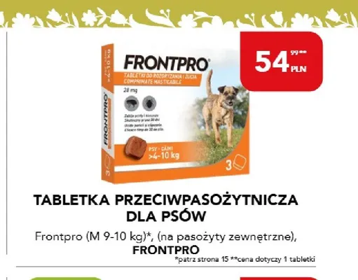 Tabletka przeciwpasożytnicza dla psów Frontpro M 9-10 kg (na pasożyty zewnętrzne) promocja w Aquael zoo