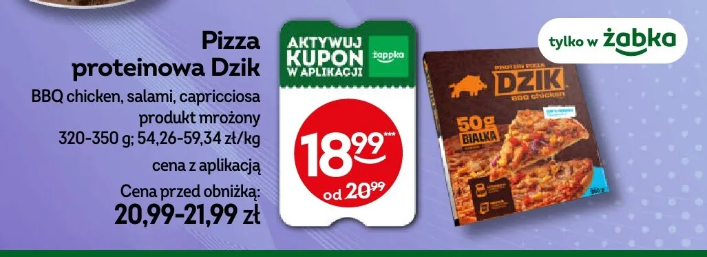 Pizza proteinowa BBQ chicken Dzik promocja w Żabka