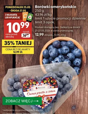Borówki amerykańskie Berry Trade promocja w Delikatesy Centrum