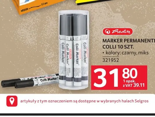 Marker permanentny Colli czarny Herlitz promocja w Selgros