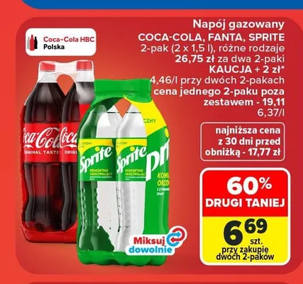 Napój gazowany Sprite 2-pak promocja w Carrefour
