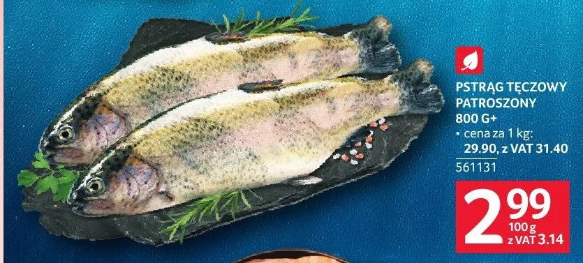 Pstrąg tęczowy patroszony 800g+ promocja w Selgros