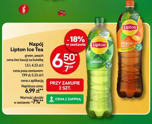 Napój Lipton Ice Tea green, peach 1,5l promocja w Żabka