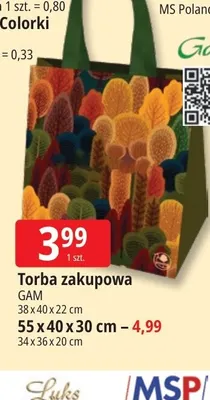Torba zakupowa GAM 38x40x22 cm promocja w Leclerc