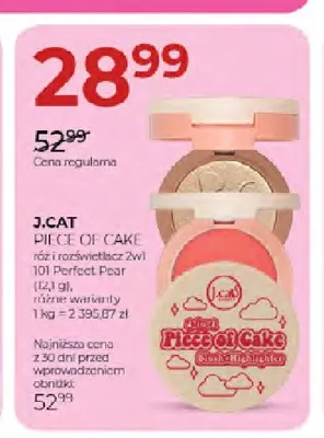 Róż i rozświetlacz 2w1 Piece of Cake 101 Perfect Pear J.Cat promocja w Drogerie Jawa