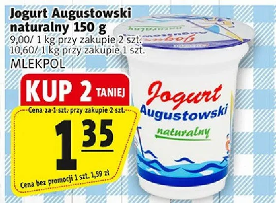 Jogurt Augustowski naturalny promocja w Prim Market