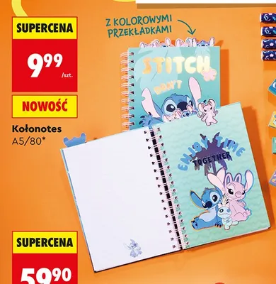 Kołonotes A5 80 kartek St. Majewski Disney Stitch promocja w Biedronka
