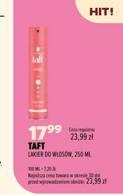 Lakier do włosów Taft promocja w Drogerie Natura