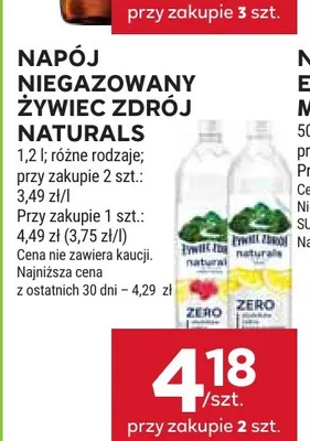 Napój niegazowany Żywiec Zdrój Naturals promocja w Stokrotka