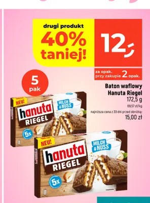 Baton waflowy Hanuta Riegel 5-pak promocja w Dealz