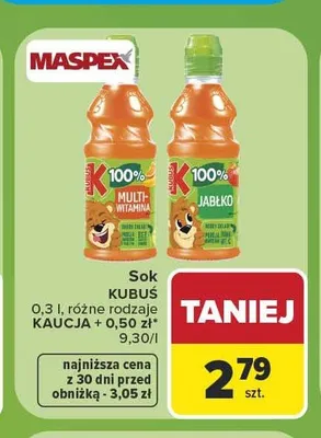 Sok Kubuś Jabłko promocja w Carrefour